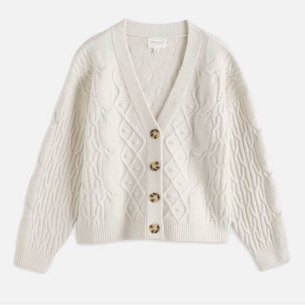 Pinque Marci V Neck Cable Cardigan